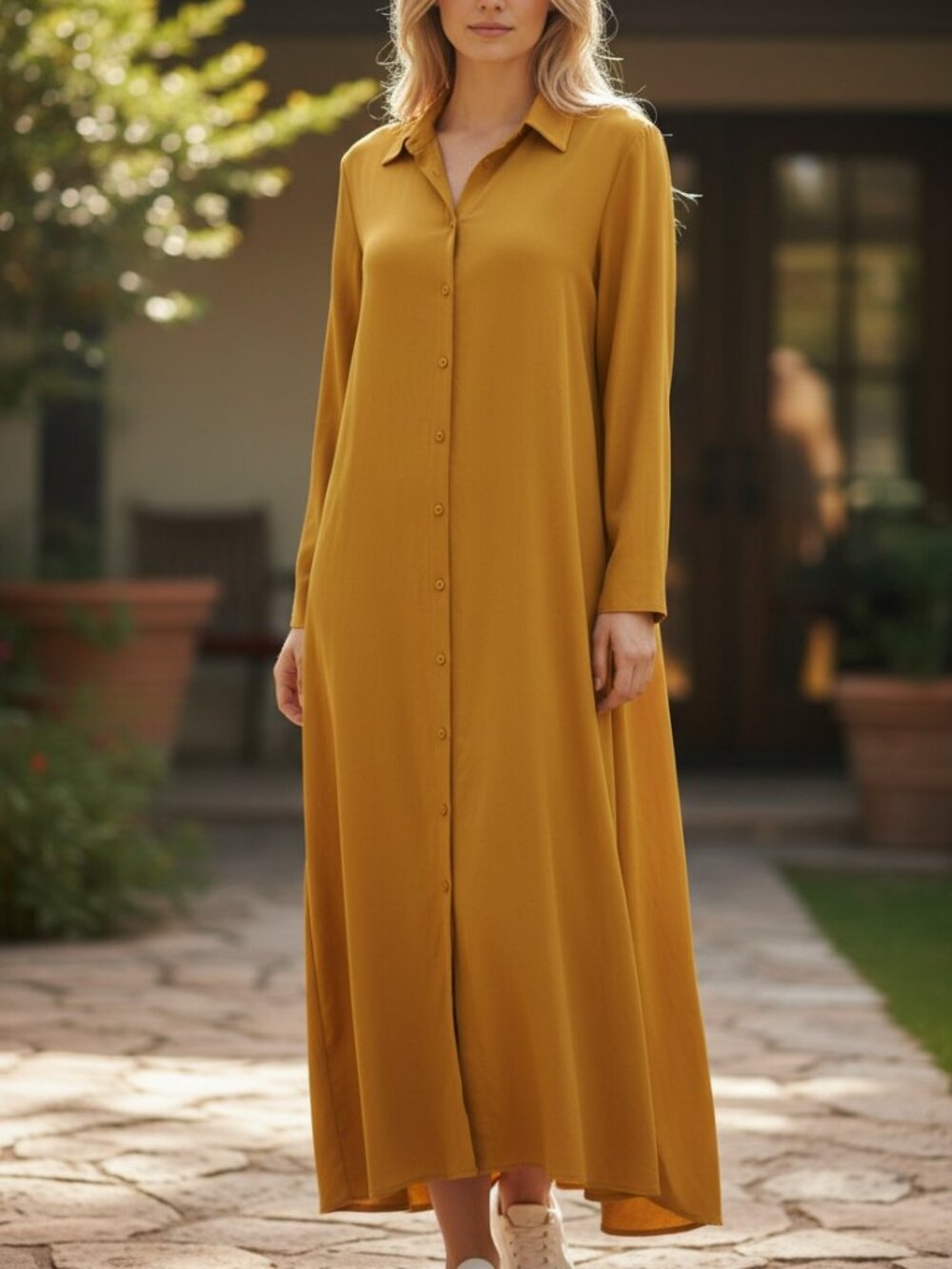 Casual & Comfy Mustard Yellow Dress